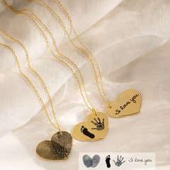 Actual Fingerprint Necklace – Engraved Handwriting Memorial Jewelry