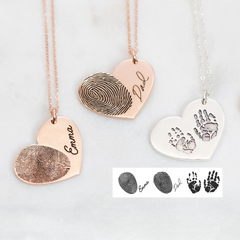 Actual Fingerprint Necklace – Engraved Handwriting Memorial Jewelry