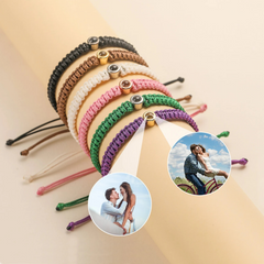 Custom Photo Projection Bead Bracelet – Minimalist Personalized Charm