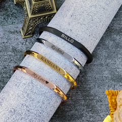 Diamond Cut Custom Name Kada – Bold & Elegant Wristwear