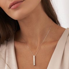 Personalized 3D Vertical Bar Necklace with 4-Side Engraving