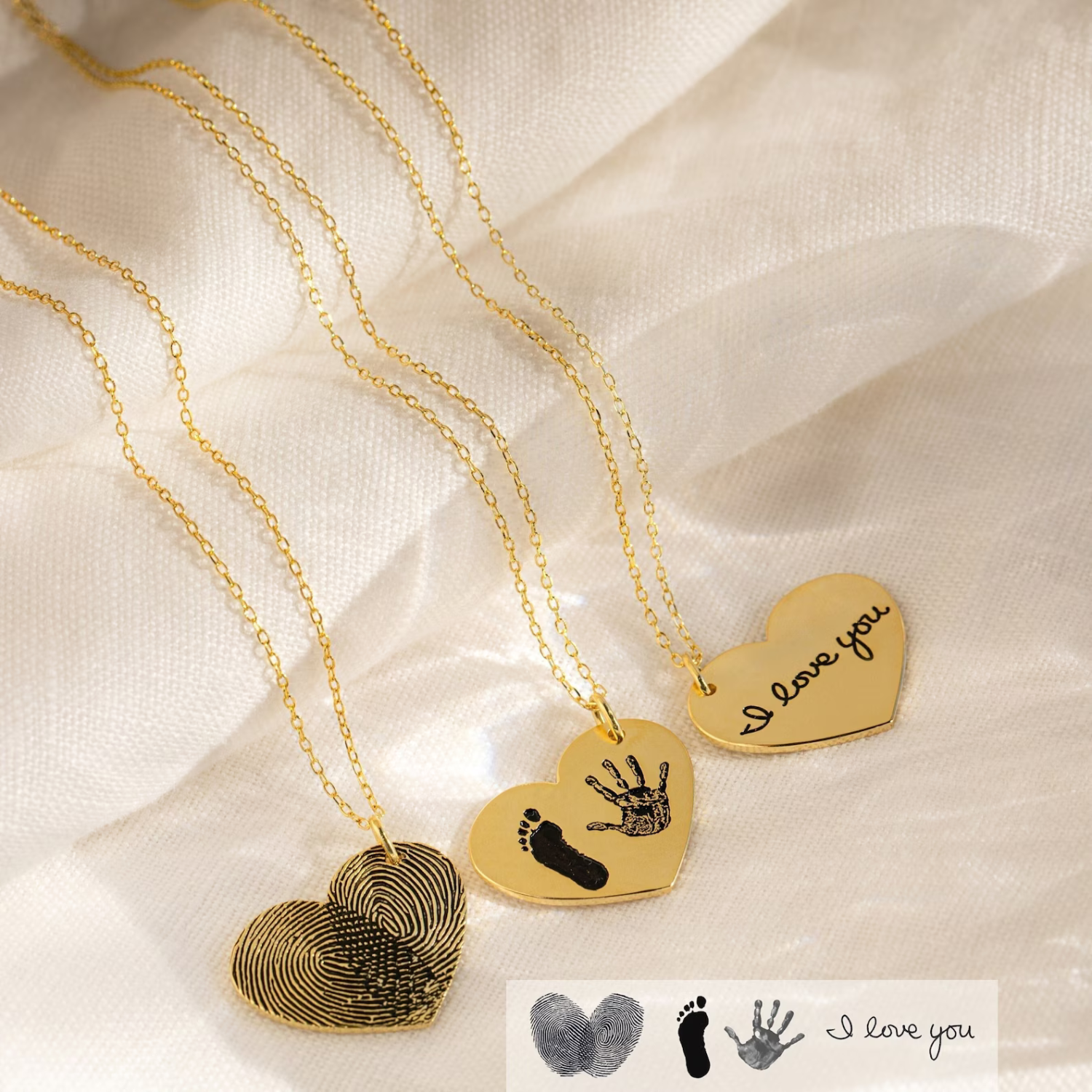 Actual Fingerprint Necklace – Engraved Handwriting Memorial Jewelry