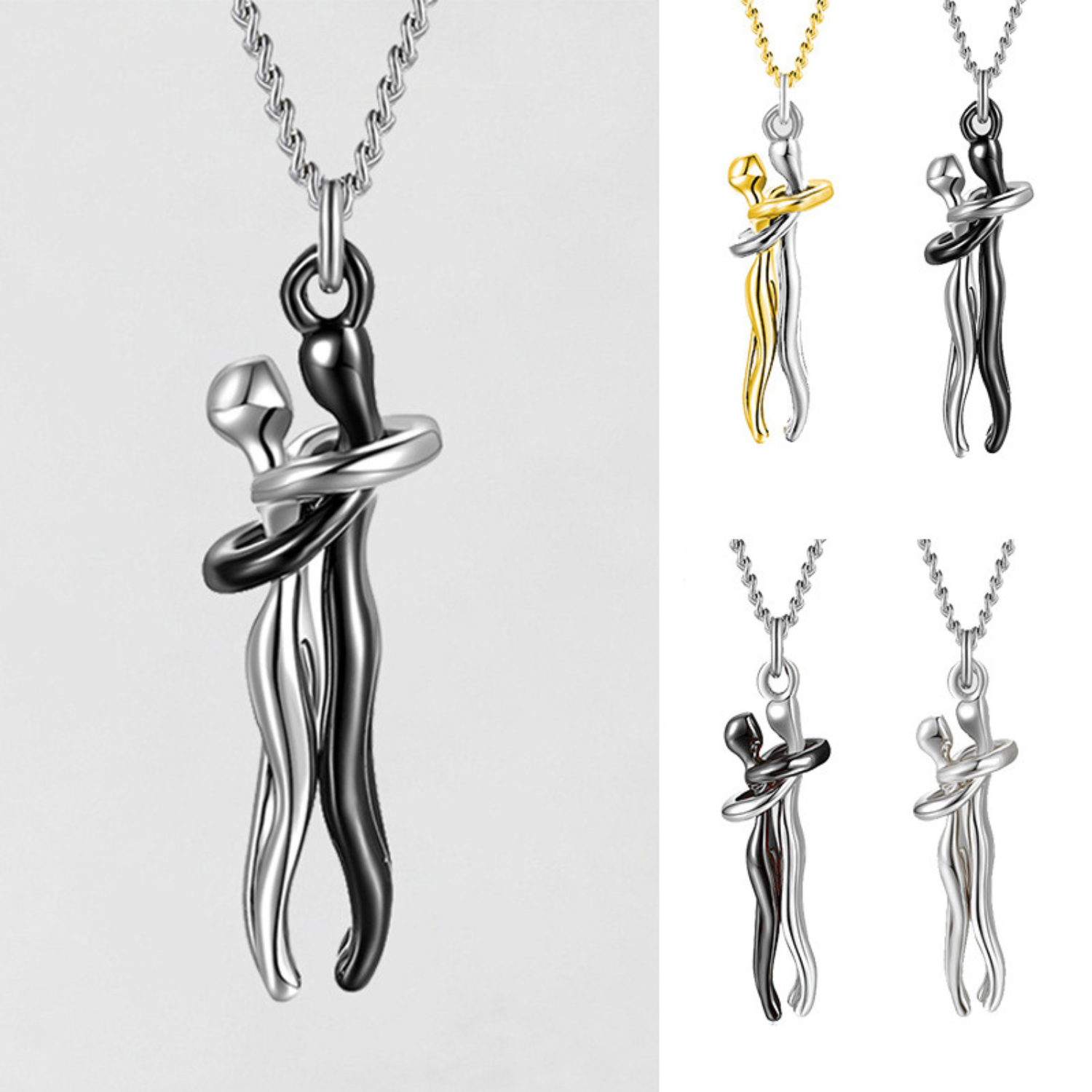 Artistic Couple Hug Necklace • Symbol of Love & Togetherness