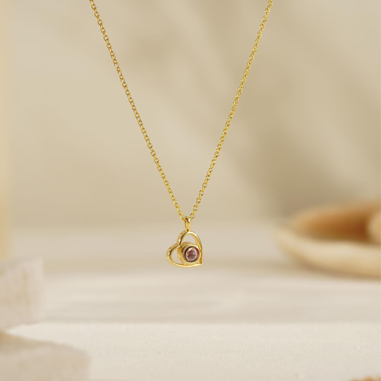Custom Heart Photo Projection Necklace