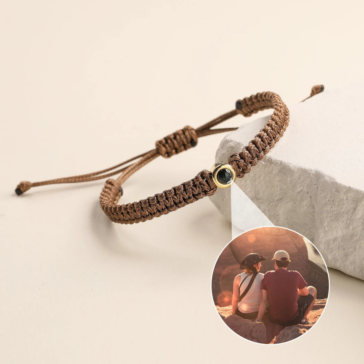 Custom Photo Projection Bead Bracelet – Minimalist Personalized Charm