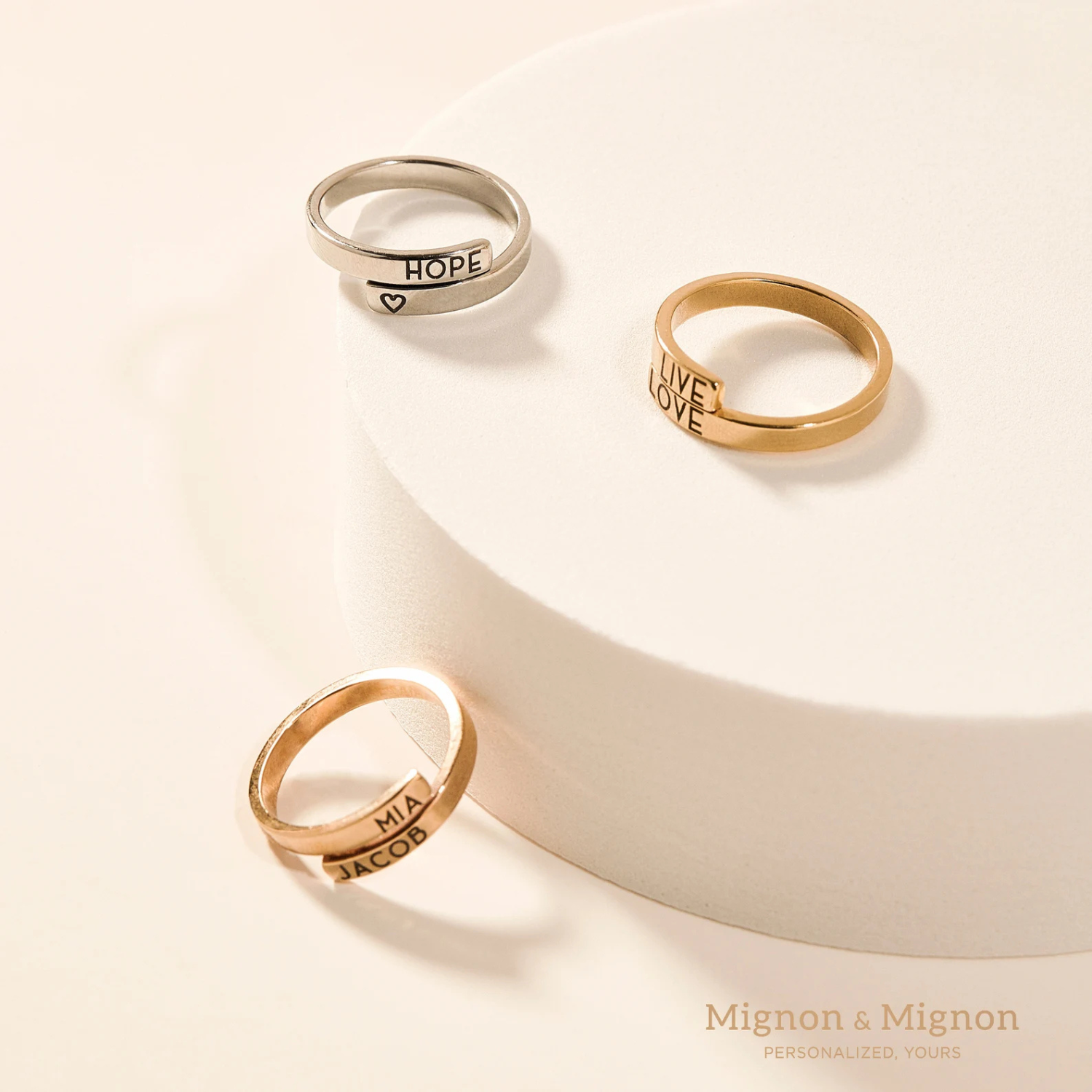 Custom Wrap Around Name Ring – Engraved Stackable Band for Her