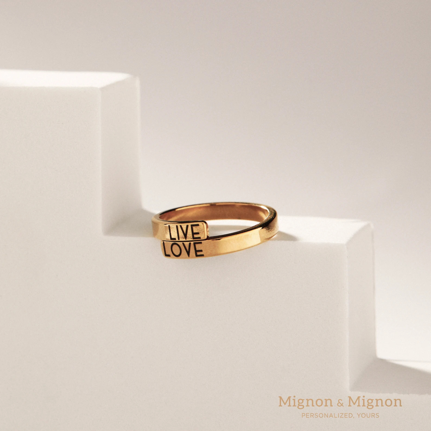 Custom Wrap Around Name Ring – Engraved Stackable Band for Her
