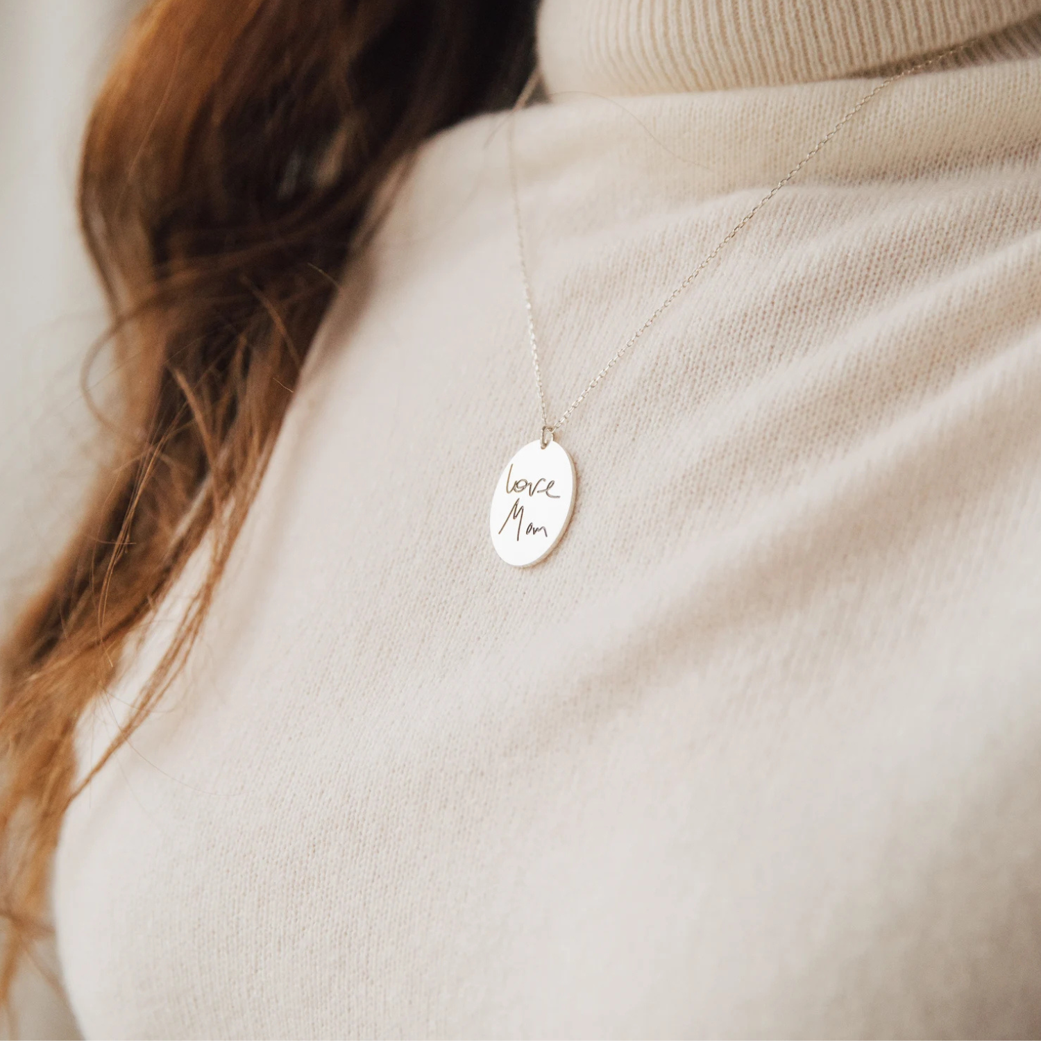 Fingerprint Handwriting Necklace in Sterling Silver