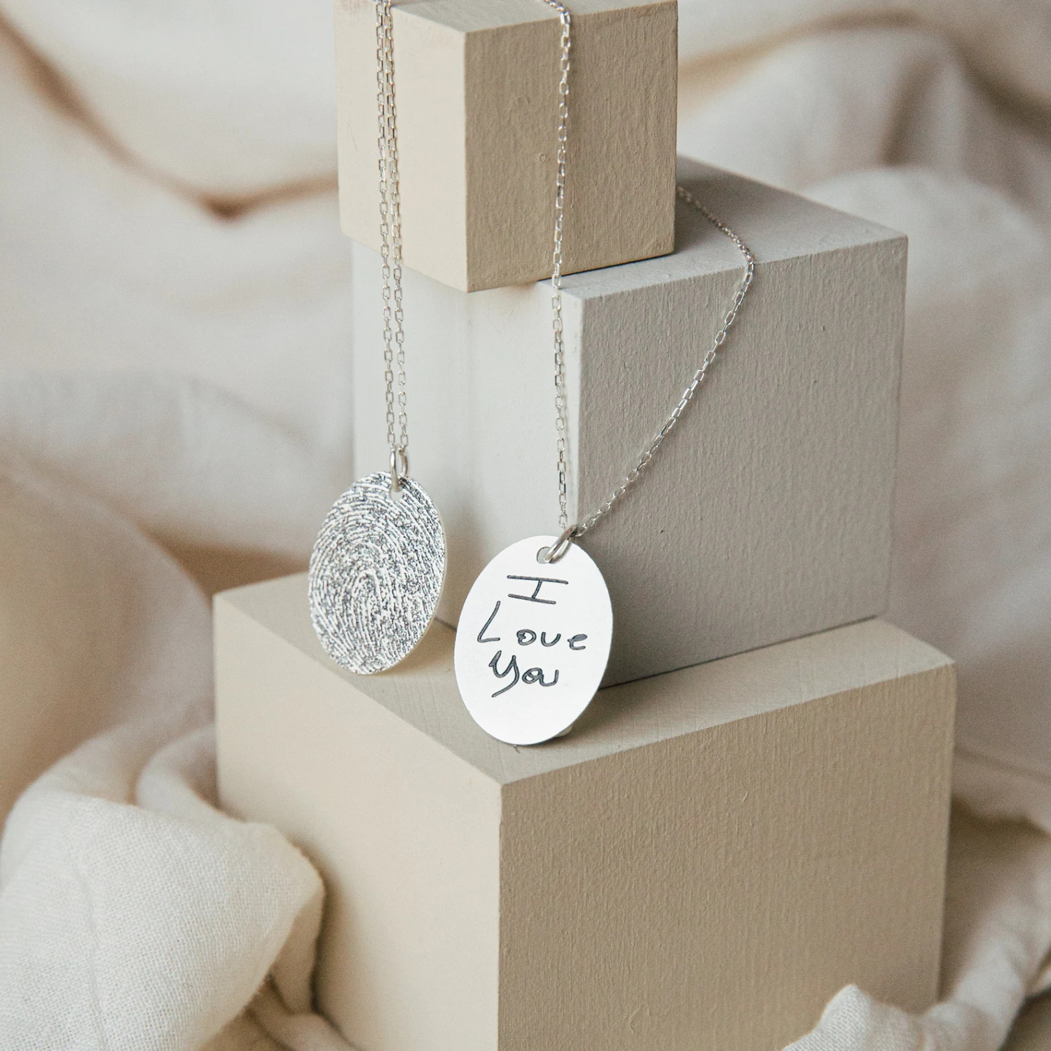Fingerprint Handwriting Necklace in Sterling Silver