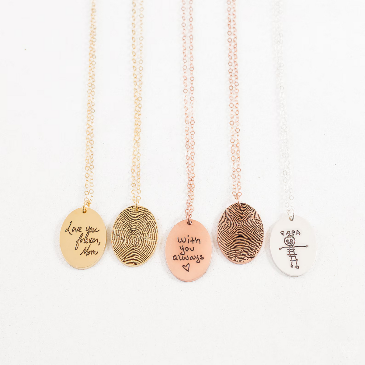 Fingerprint Handwriting Necklace in Sterling Silver